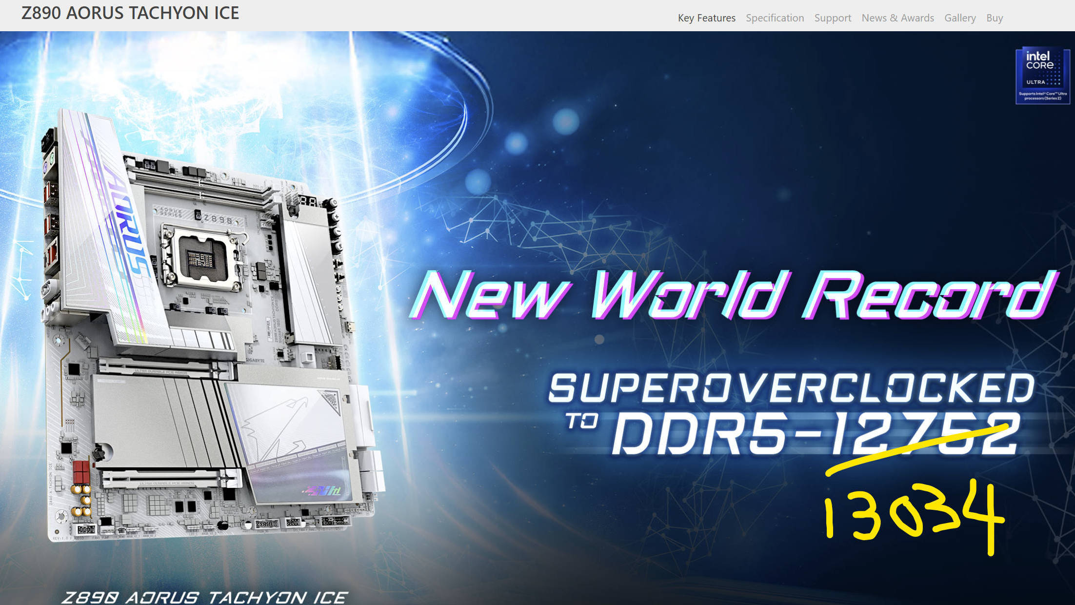 技嘉 Z890 AORUS TACHYON ICE 記憶體超頻再創佳績