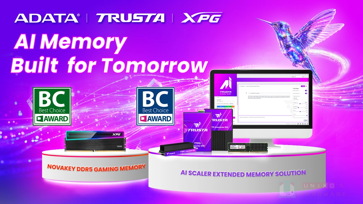 ADATA 旗下 TRUSTA 與 XPG 兩大品牌榮獲 Computex Best Choice Award 獎項