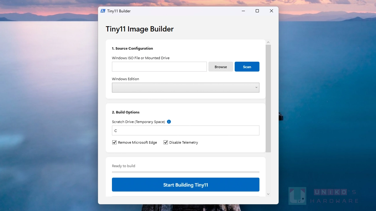 Tiny 11 GUI - 圖形化版 tiny11builder
