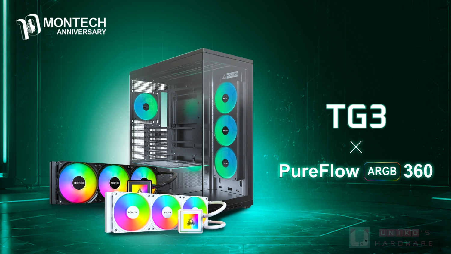 MONTECH 隆重宣布推出 TG3 全景機殼與 PureFlow ARGB 360 一體式水冷散熱器