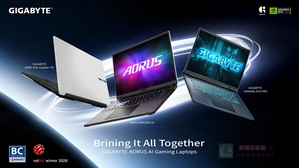 GIGABYTE 於 COMPUTEX 2026 展出獲國際大獎肯定 AI 電競筆電陣容