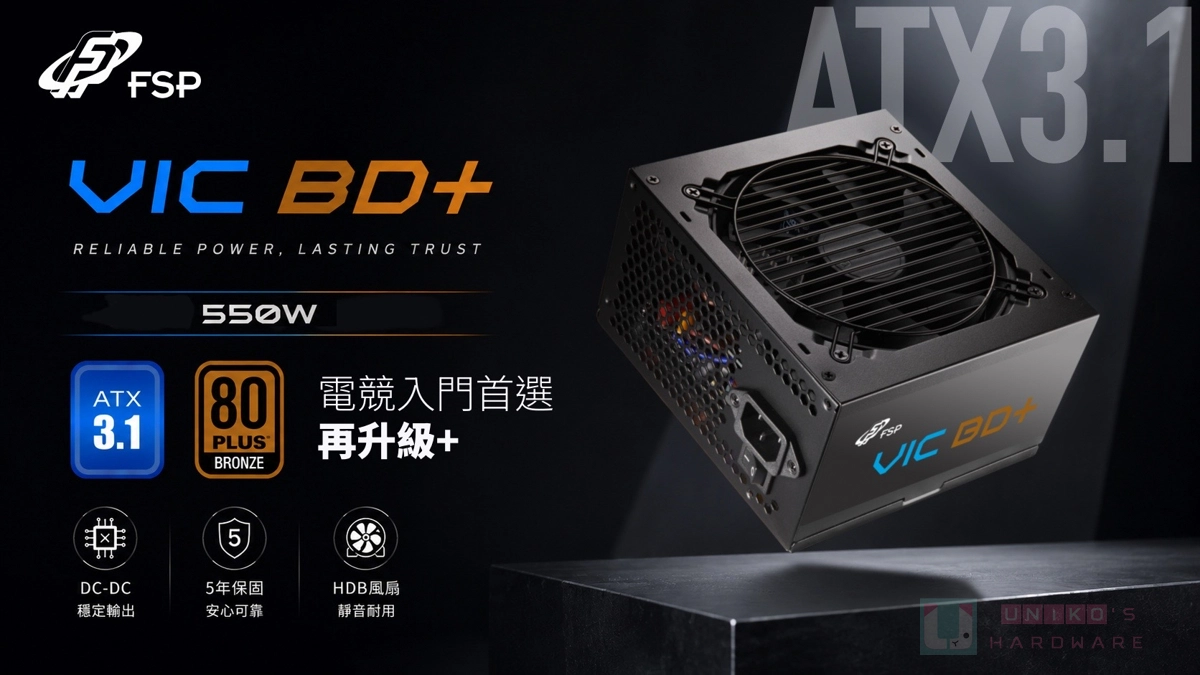 經典聖武士升級 ATX3.1 價格不變！FSP 推出 VIC BD+ 入門銅牌電供