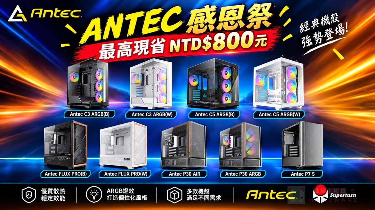 ANTEC 感恩祭限時開跑！全明星機殼陣容最高現省 NT$ 800
