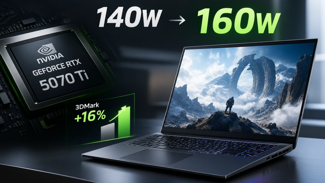 RTX 5070 Ti 筆電突破 140W 上限!軟改讓 3DMark 跑分暴增 16%