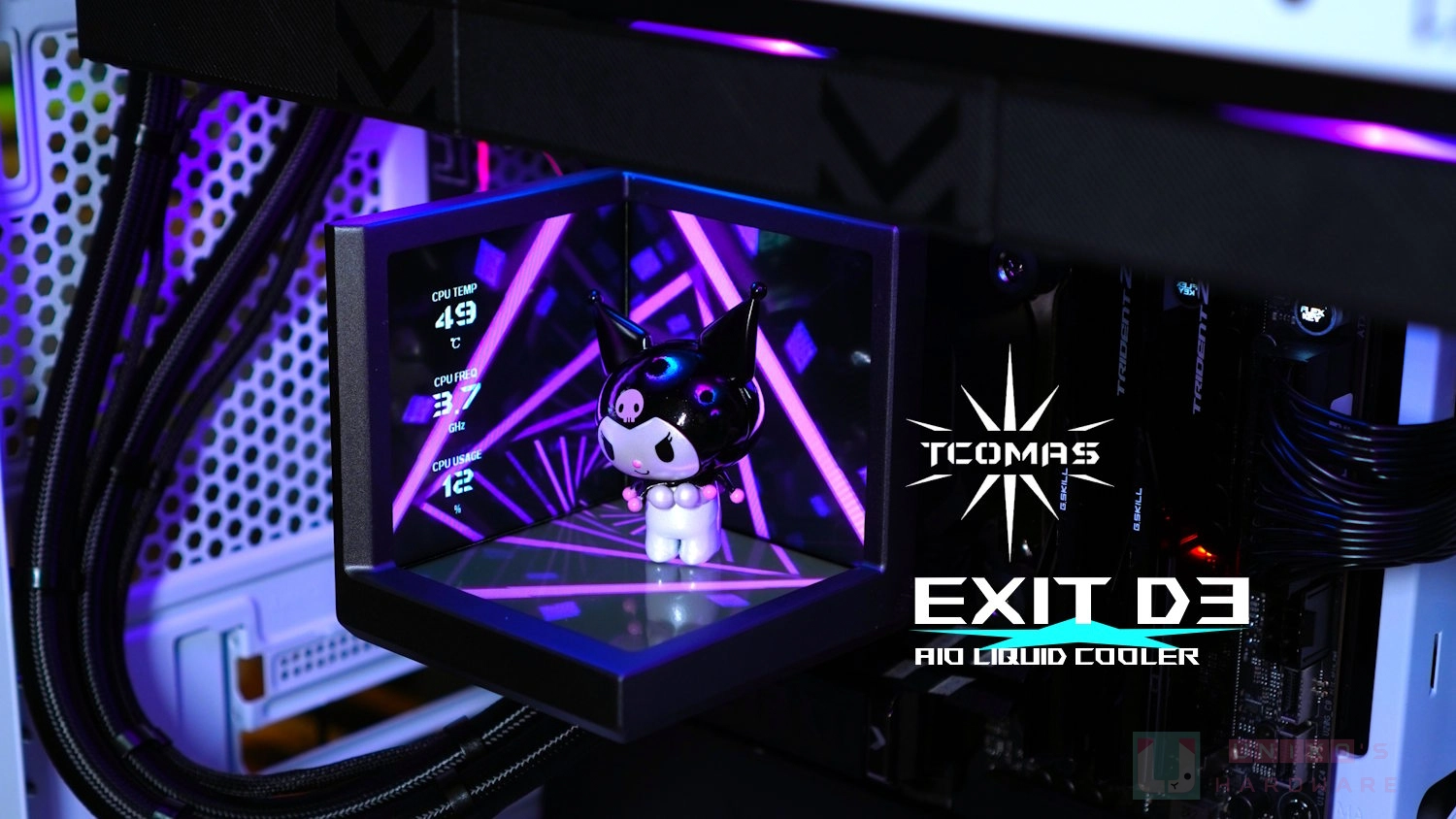 三面顯示! TCOMAS EXIT D3 一體式水冷散熱器開箱評測
