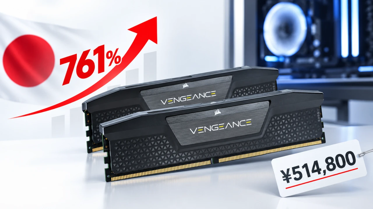 DDR5 漲價一年暴增 761%!日本 Corsair 128GB 套裝來到 51 萬日圓