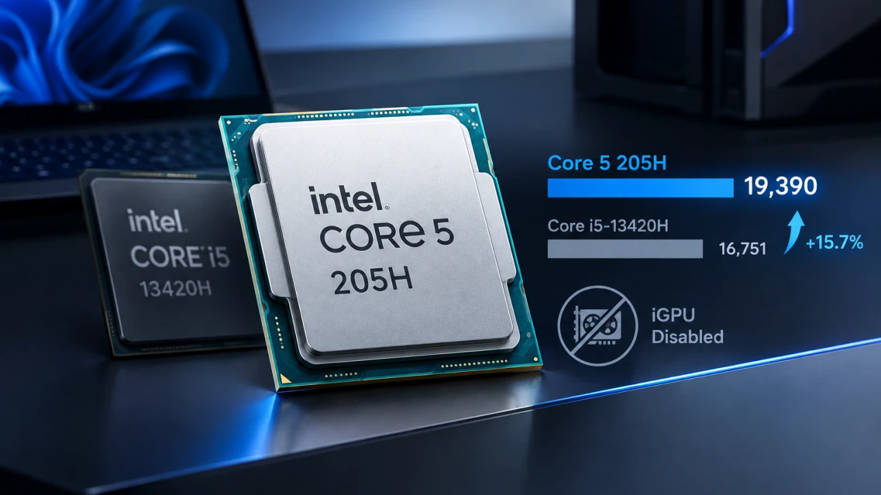 Intel Core 5 205H 首度現身 PassMark,領先 Core i5-13420H 約 15.7%